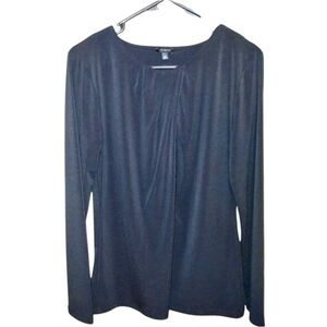 Talbots long sleeve draped black top,  pleat detail at neckline, NWT